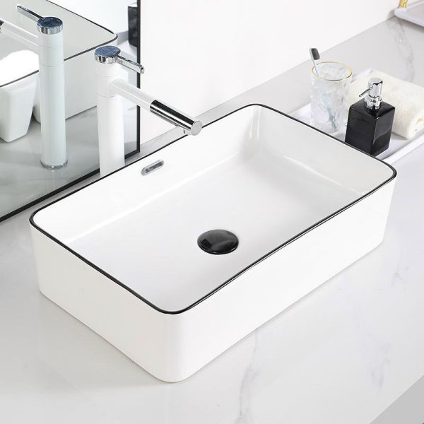 Chậu lavabo vuông viền đen Varino VA-LB50