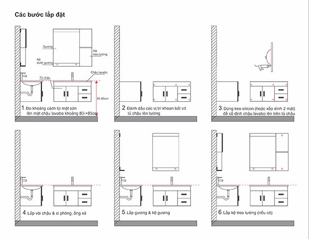 Hướng dẫn lắp đặt tủ lavabo nhôm